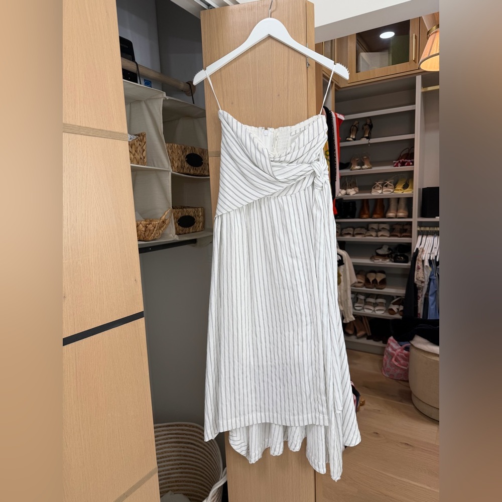Anthropologie White Striped Midi Dress